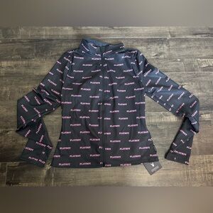 PLAYBOY Black Jacket with Pink Logo Pattern